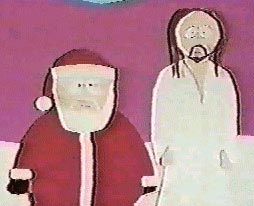 Santa and Jesus during the battle of south park