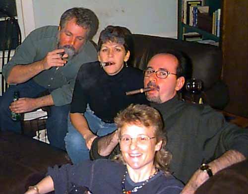 Dan, Kathleen, Maria, Terry with cigars